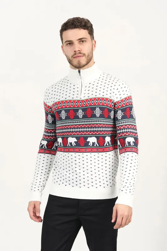 Quarter Zip Fairisle Christmas Jumper - Brave Soul