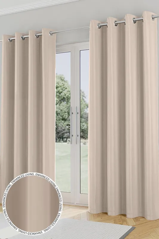 Enhanced Living 'Nightfall' Natural Plain Supersoft Thermal Blockout Eyelet Curtains