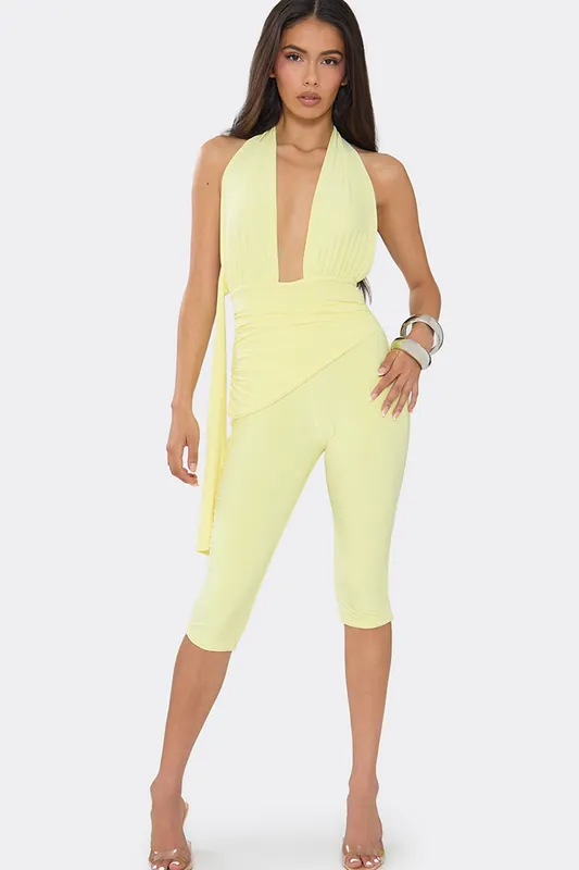 Sleeveless Plunging Neckline Drape Jumpsuit - EGO