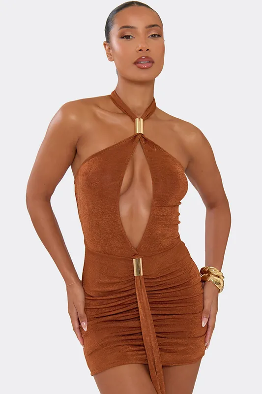 Sleeveless Keyhole Mini Dress - EGO