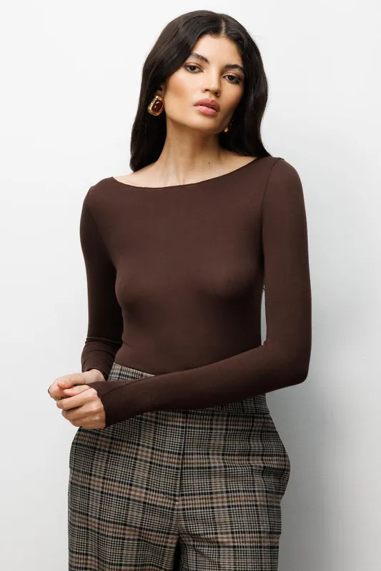 Slim Fit Boat Neck Blouse - MixRay