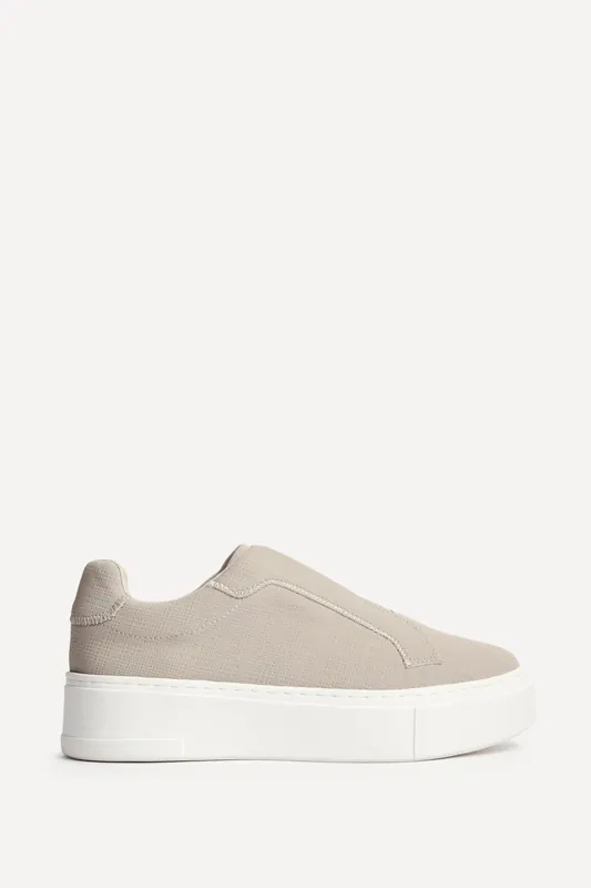 Henley Taupe Textured Platform Trainers - Linzi