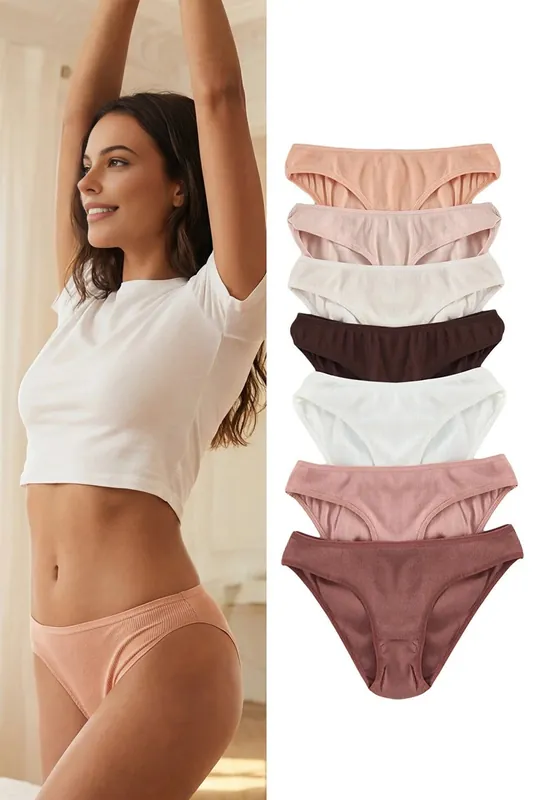 7 Pack Ribbed Knitted Bikini Briefs Multipack - WOVCOR