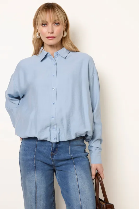 Blue Relaxed Button-Up Shirt