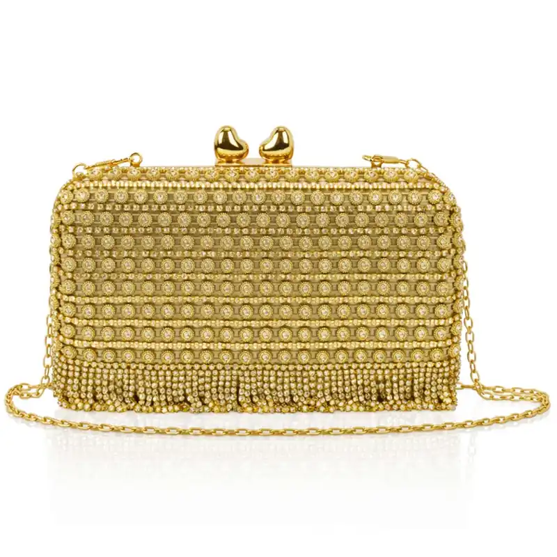 Rhinestone Diamante Tassel Evening Clutch Bag - Kitise