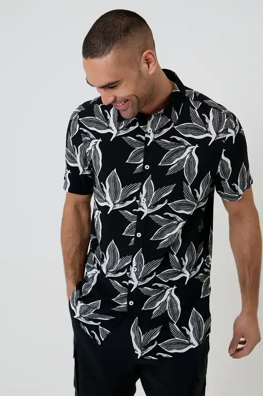 Leaf Print Short Sleeve Shirt - Threadbare