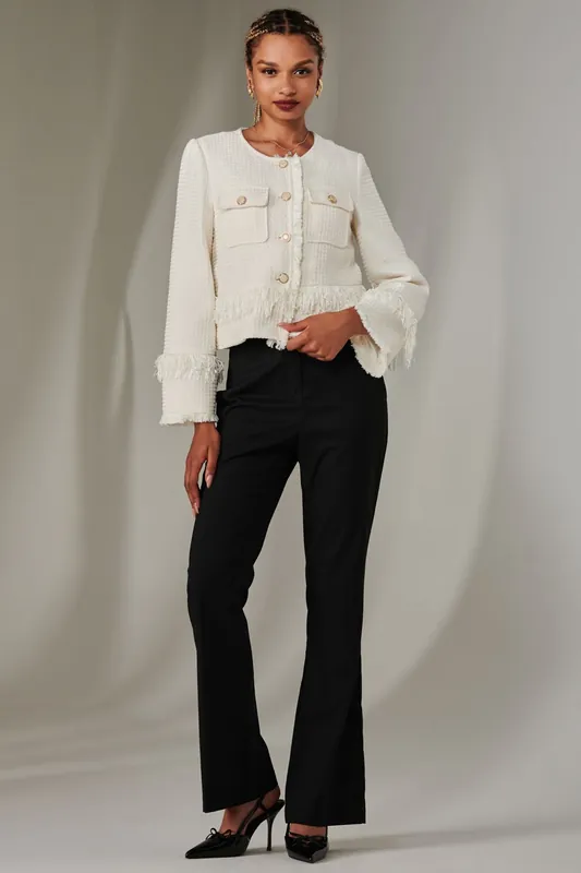 Tweed Fringe Hem Jacket - Jolie Moi
