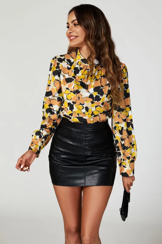 Floral Print Long Sleeve High Neck Top - FS Collection