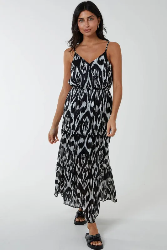 Brushed Print Wrap Dress - Blue Vanilla
