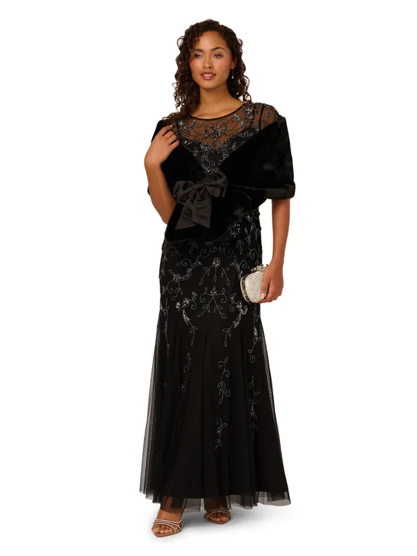 Faux Fur Bow Coverup - Adrianna Papell