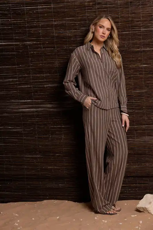 Tall Stripe Linen Wide Leg Trousers - Long Tall Sally