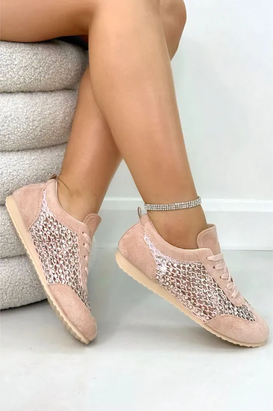 Crystal Contour Sparkly Panel Trainers - Love Lemonade