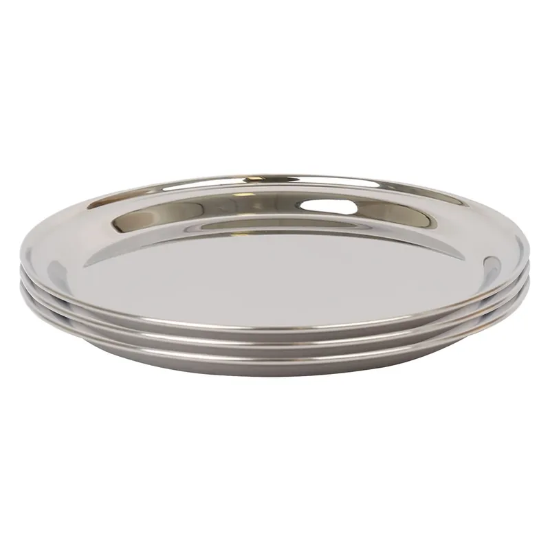 35.5cm Stainless Steel Serving Platter - Chrome Dinner Tray - Set of 3
