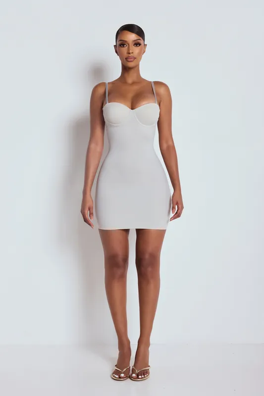 The Sculpting Mini Dress Light Grey - LEMONLUNAR