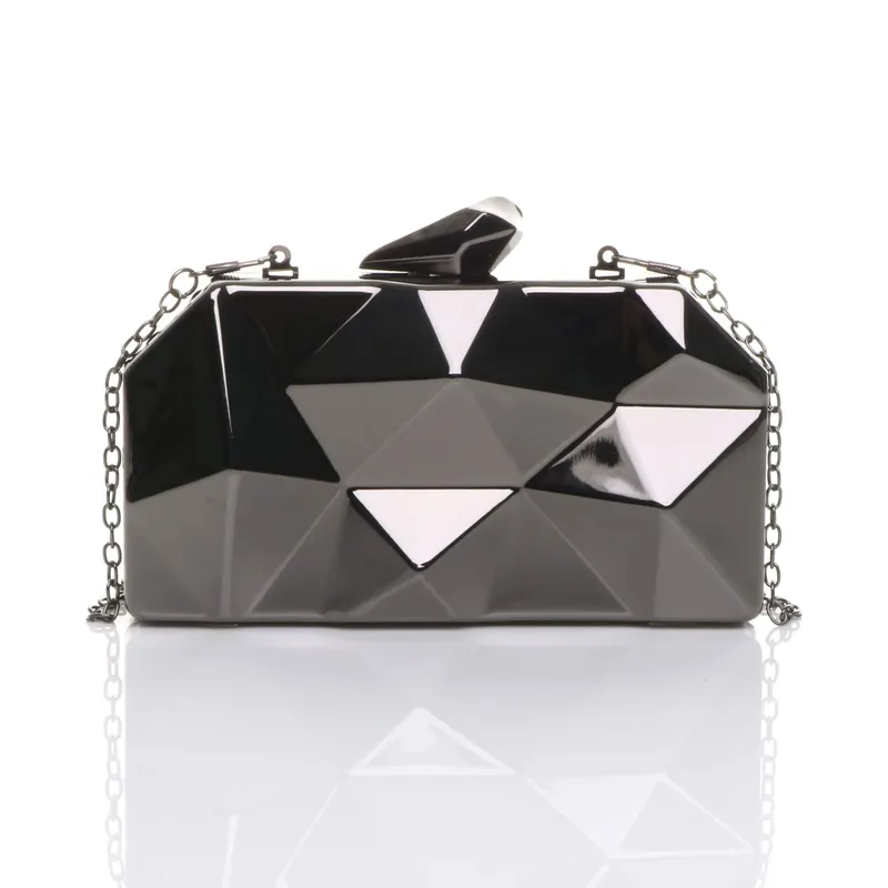 Geometric Metal Evening Formal Party Clutch Bag - AJVANI