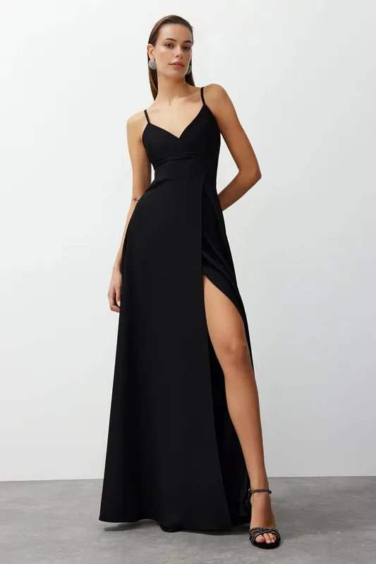Strappy Split Detail Maxi Evening Occasion Dress - WOVCOR