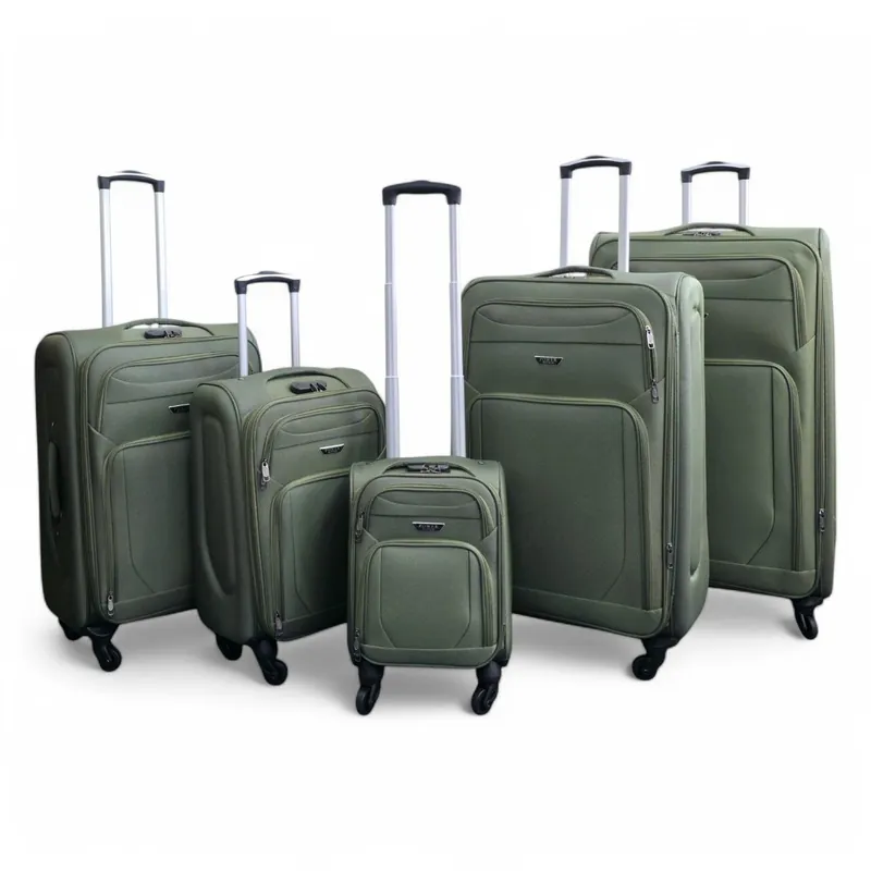 Soft Shell Lightweight Nylon Suitcase Set 4 Wheel Travel Case Holiday Bags - Infinity Leather