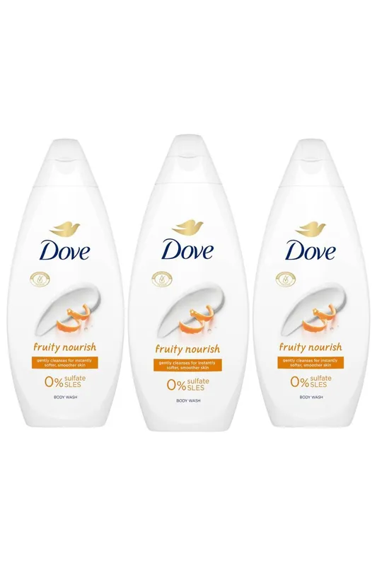 Fruity Nourish 'Body Wash' for Soft & Smoother Skin, 3x 225ml - Dove