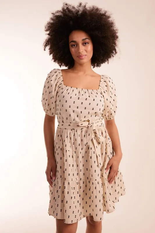 Milkmaid Dobby Spot Mini Dress - Blue Vanilla