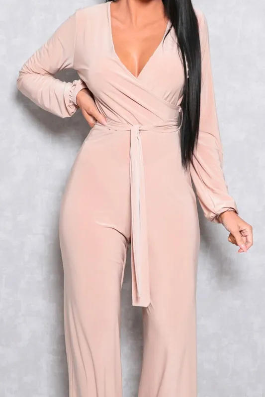 Slinky Wide Leg Plunge Jumpsuit - Gemma