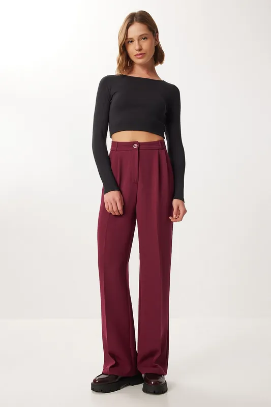 High Waist Pleated Palazzo Pants - Happiness Istanbul