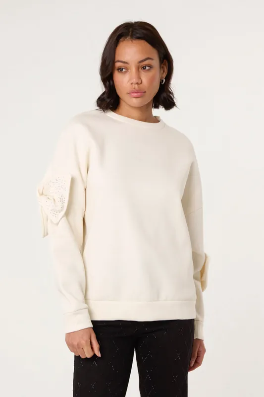 Ivory Bow Sleeve Sweatshirt - Blue Vanilla