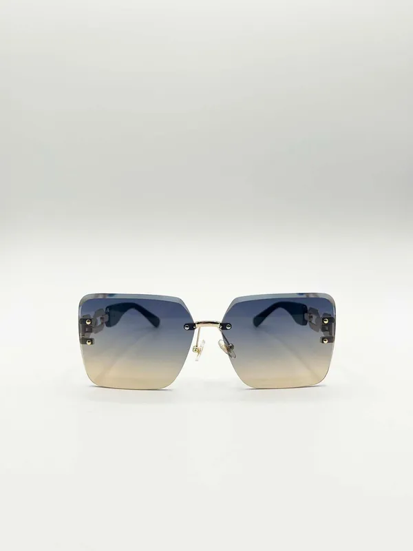 Rimless Oversized Square Sunglassses - SVNX
