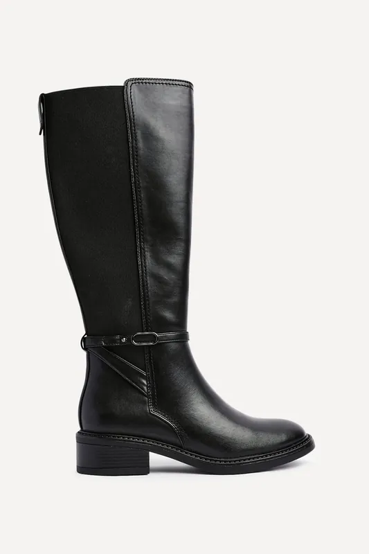 Power Black Faux Suede Riding Boot - Linzi