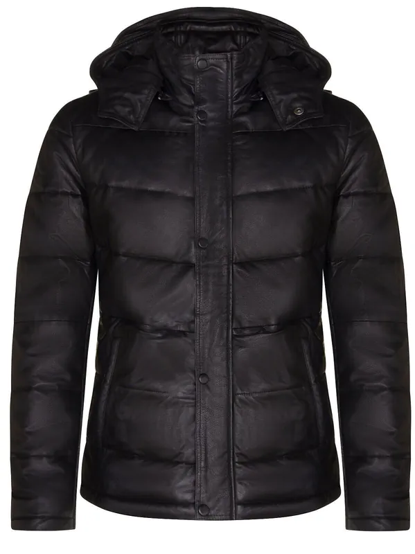 Puffer Leather Bomber Jacket-Alicante