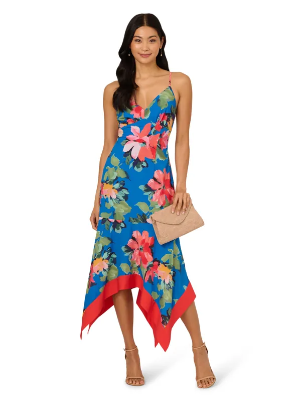 Handkerchief Floral Midi Dress - Adrianna Papell