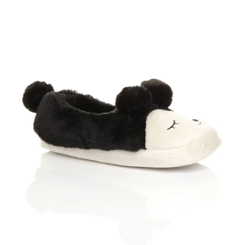 Cute Bear Ears Pom Pom Cosy Slippers - AJVANI