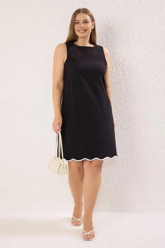 Sleeveless Round Neck Mini A-Line Dress with Contrast Hem