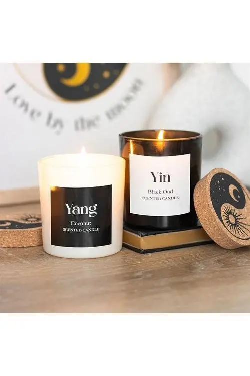 Set of 2 Yin Yang Black Oud and Coconut Candles - KDMD