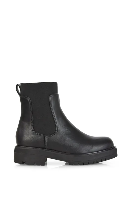 Karev' Black Ankle Boots Pull On Elasticated Gusset Chelsea - XY London