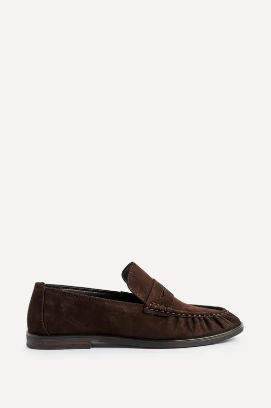 Belmont Brown Suede Leather Loafers - Linzi