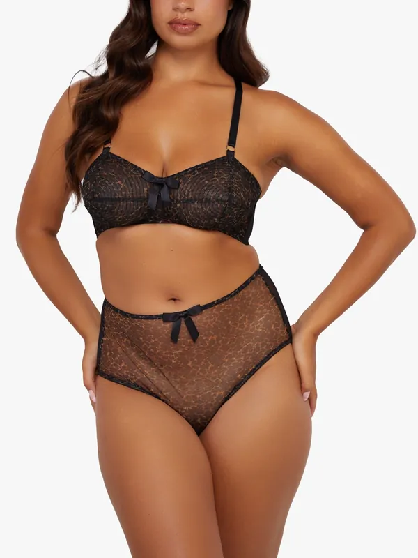 Hazel Leopard Print Bullet Bra - Bettie Page Lingerie