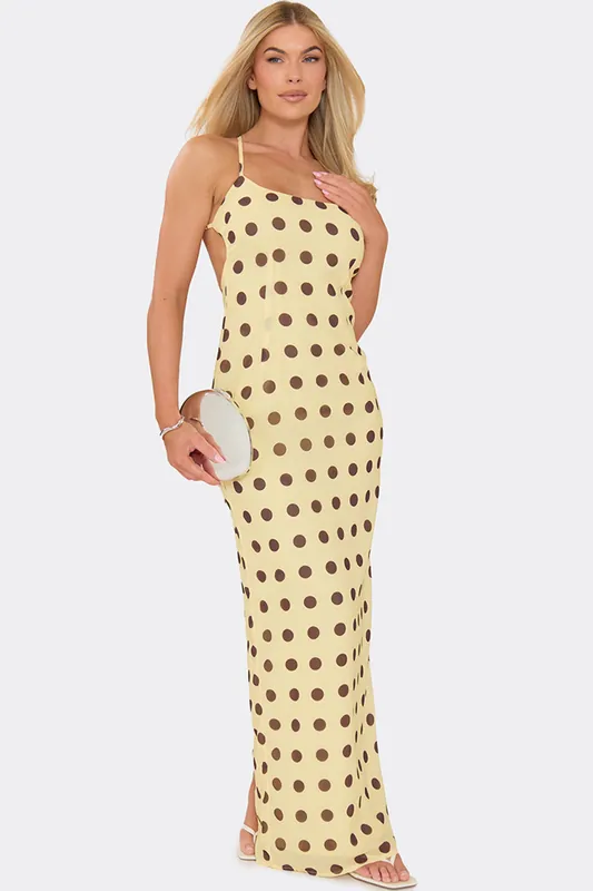 Strappy Polka Dot Maxi Dress - EGO