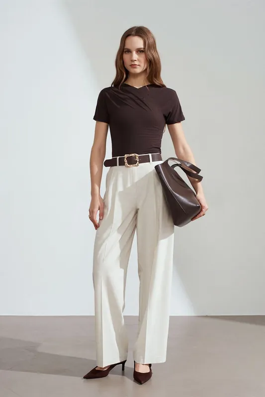 Belted Wide-leg Palazzo Trousers