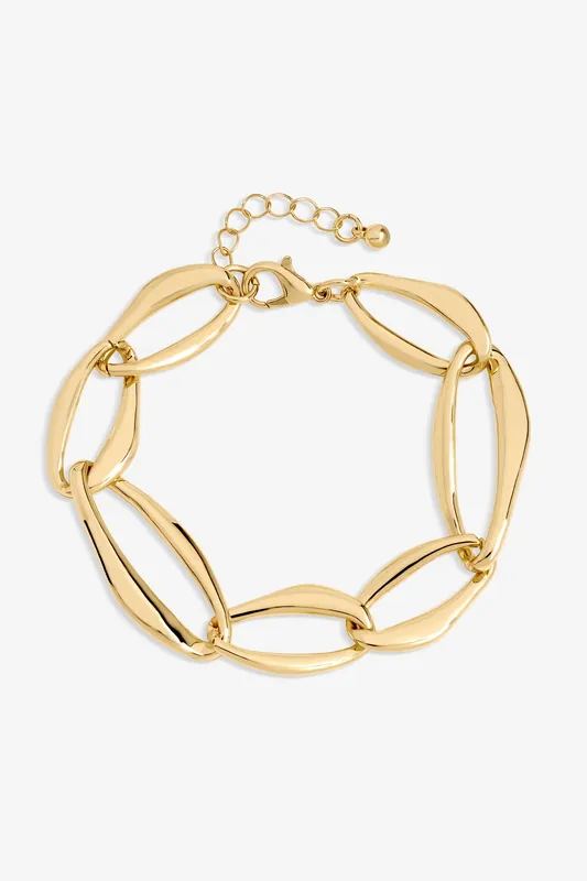 Gold Plated Large Link Chain Bracelet - Mood