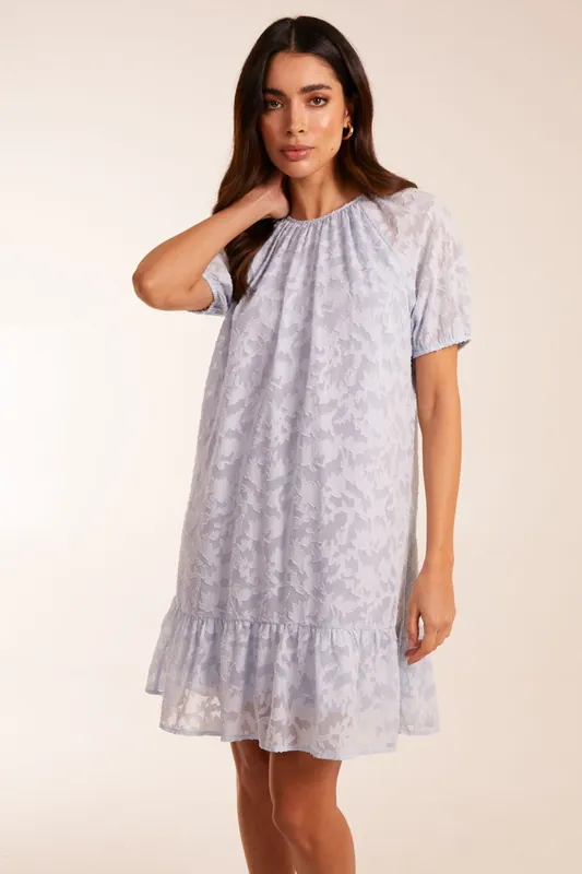 Jacquard Smock Mini Dress - Blue Vanilla