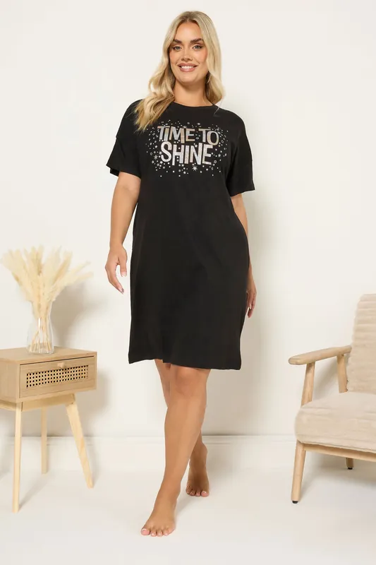 Glitter Printed Sleep Tee Nightdress - Yours