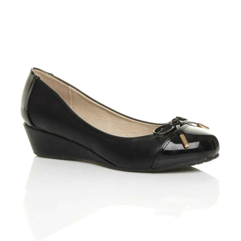Low Mid Wedge Heel Comfort Court Shoes - AJVANI