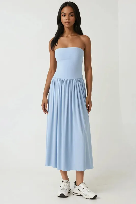 2-in-1 Midi Elastic Strapless Dress/Skirt