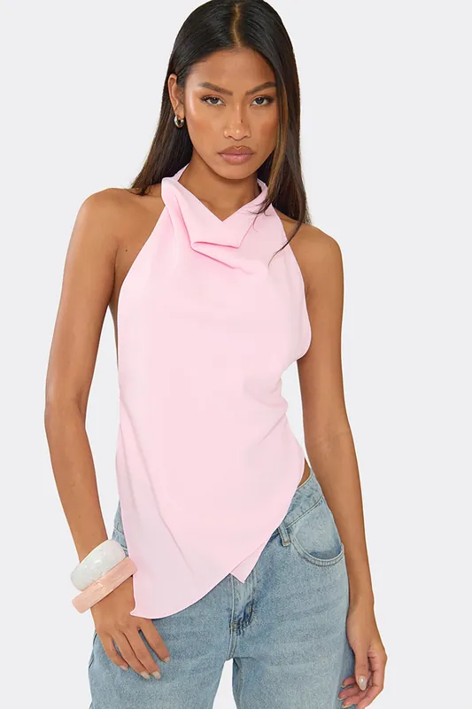 Sleeveless Halter Neck Layered Chiffon Top - EGO