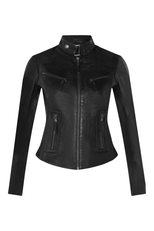Slim-Fit Leather Biker Jacket-Maldon