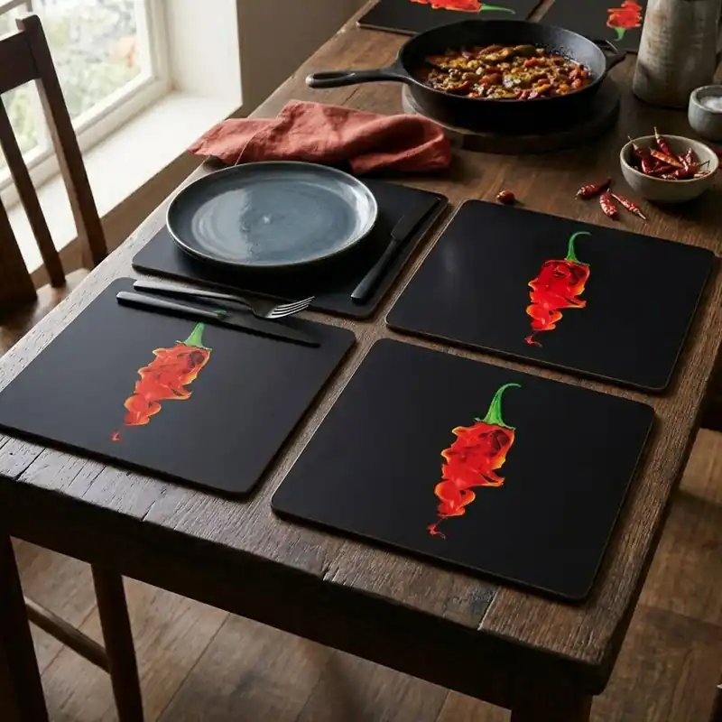 Set Of Four Flaming Chilli Placemats - Orsina