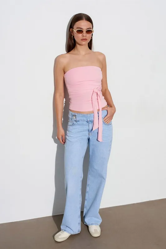 Mid-Waist Wide-Leg Cotton Denim Jeans