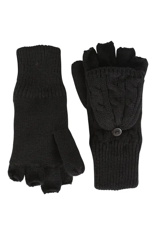 Stylish IsoTherm Warm Cosy Plush Faux Fur Lined Fingerless Mittens - Mountain Warehouse