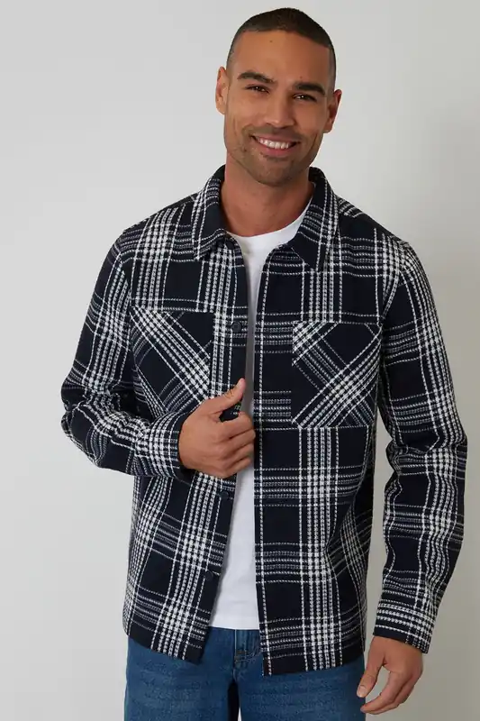 Check Waffle Textured Shacket - Threadbare