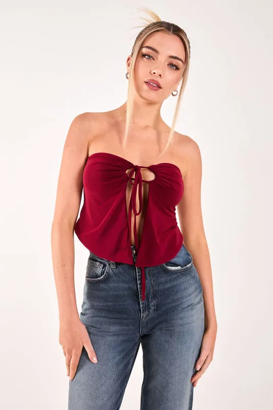 Keyhole Butterfly Bandeau Top - Pink Vanilla